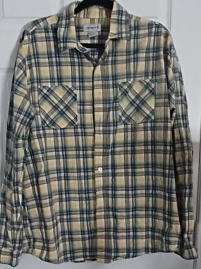 Carhartt Plaid Shirt MENS SIZE XL Long Sleeve Button-Down in Yellow/Blue
